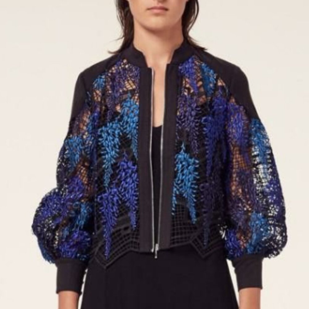 Once/was Blue and Black lace jacket sz 1